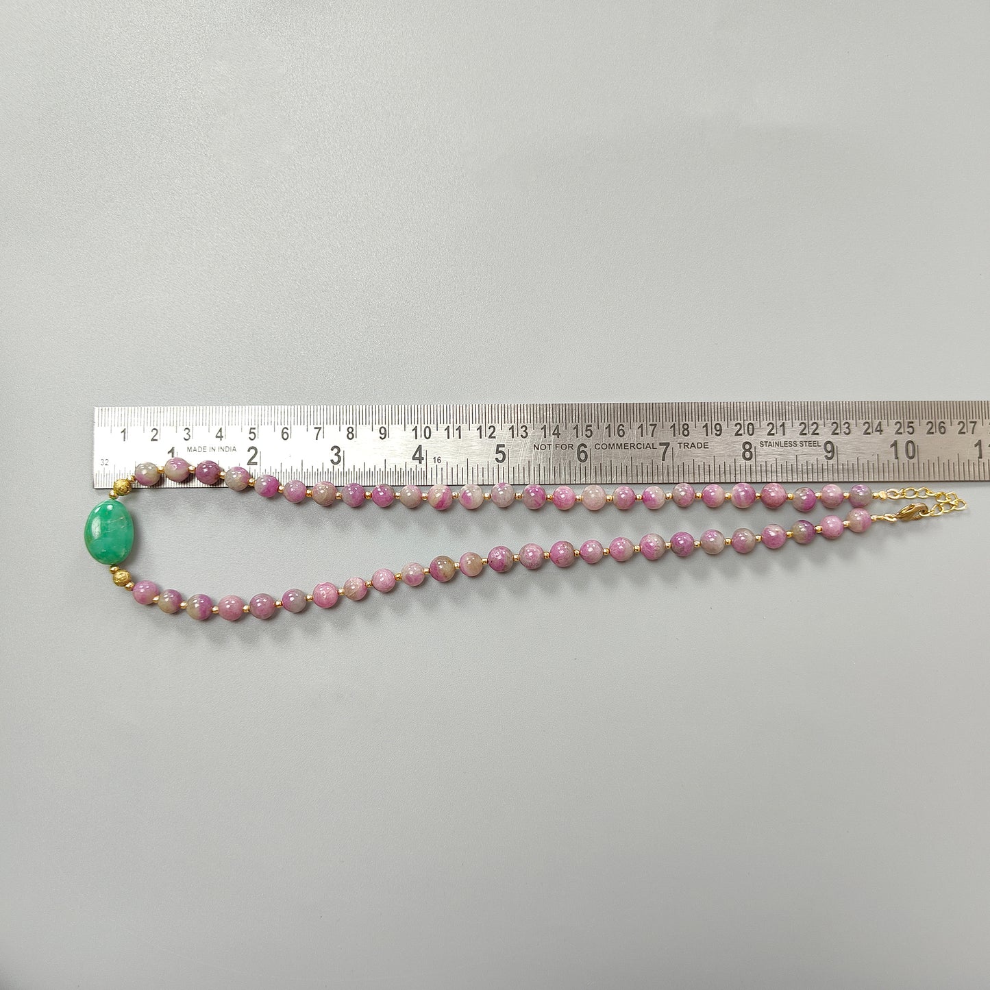 Zoisite Ruby Necklace Earring Jewelry Set: 209.40cts Natural Untreated Ruby, Chrysoprase Round Plain Brass Jewelry Set 7mm 18"