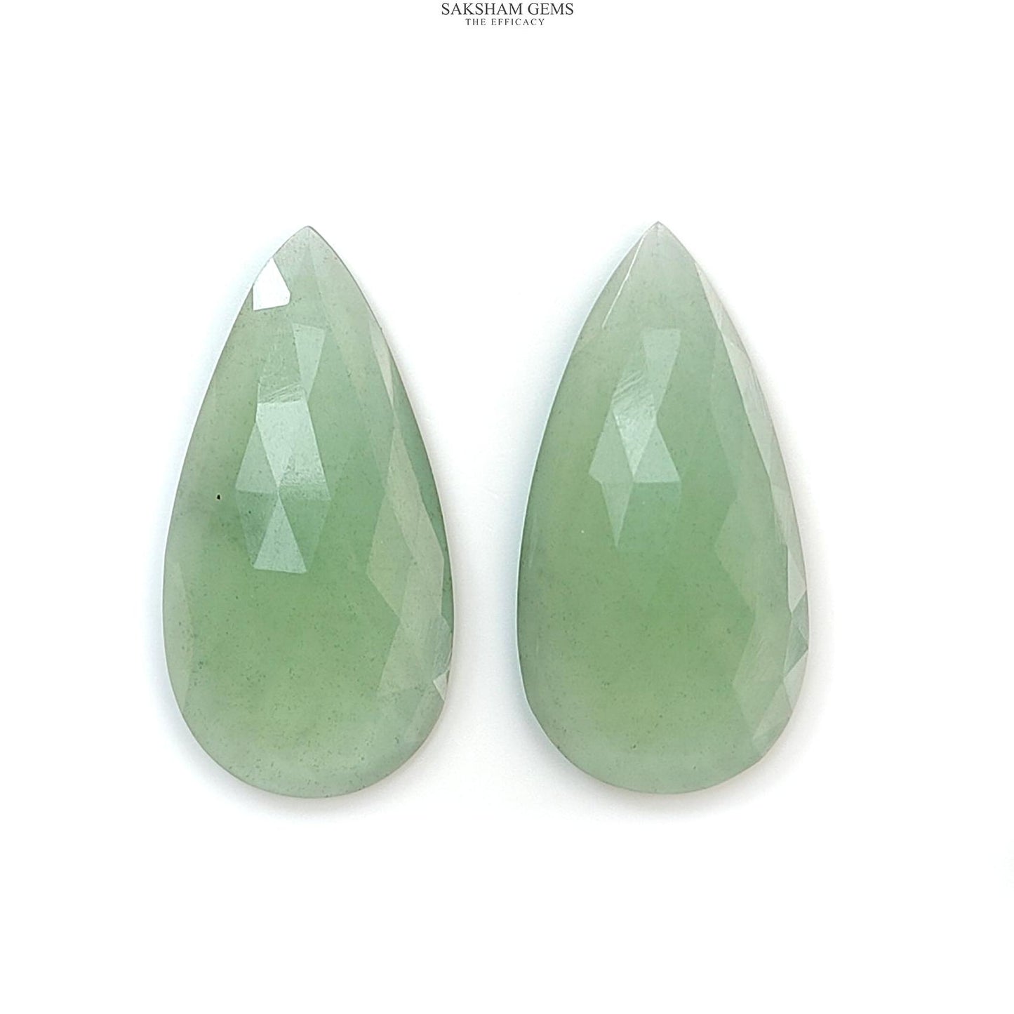 Antigorite Serpentine Gemstone Rose Cut Slices: Natural Untreated Serpentine Pear Shape Faceted Pair for Jewelry