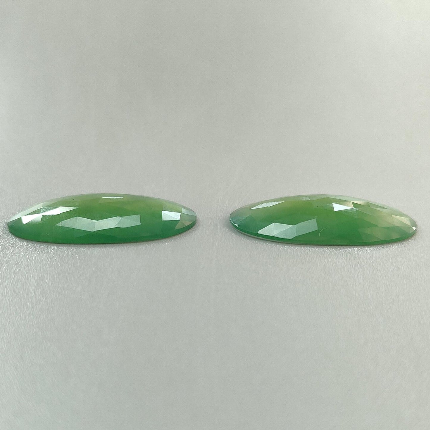 Antigorite Serpentine Gemstone Rose Cut Slices: Natural Untreated Serpentine Pear Shape Faceted Pair for Jewelry