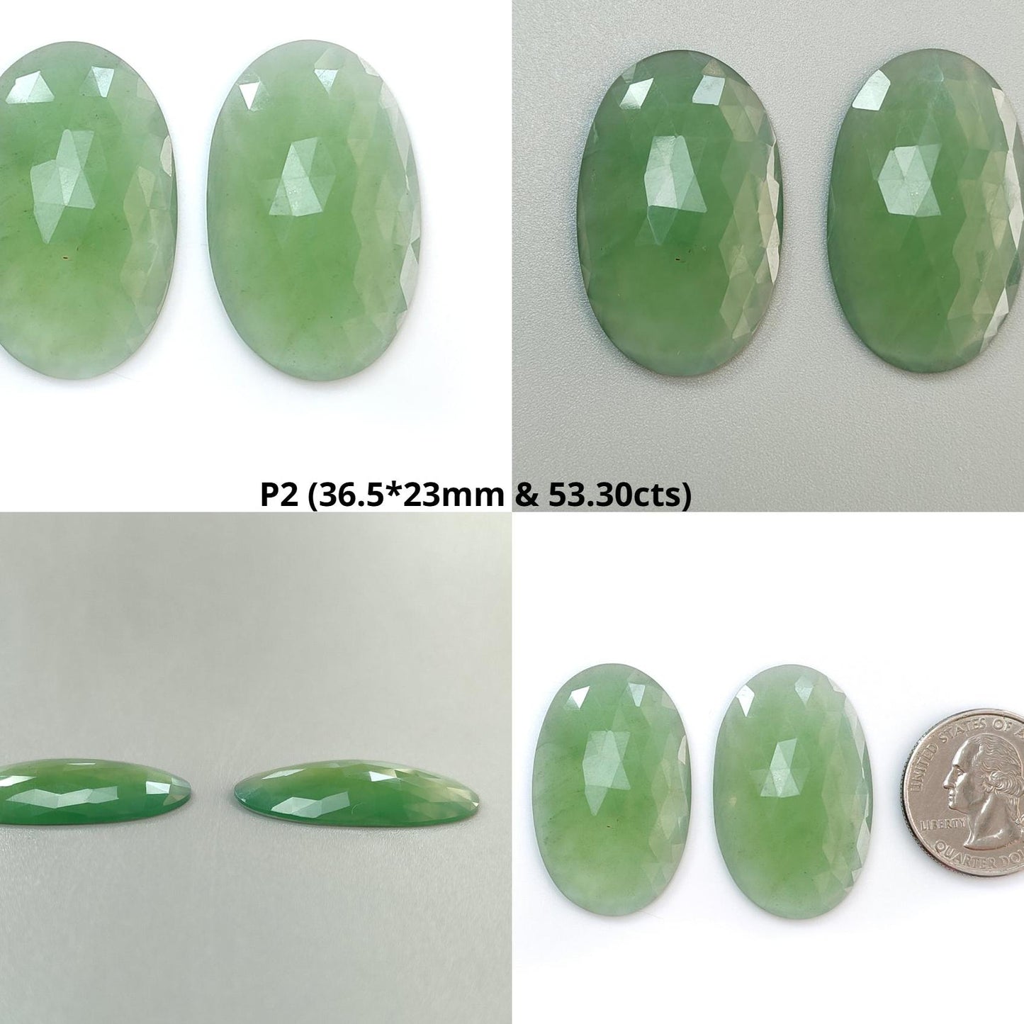 Antigorite Serpentine Gemstone Rose Cut Slices: Natural Untreated Serpentine Pear Shape Faceted Pair for Jewelry
