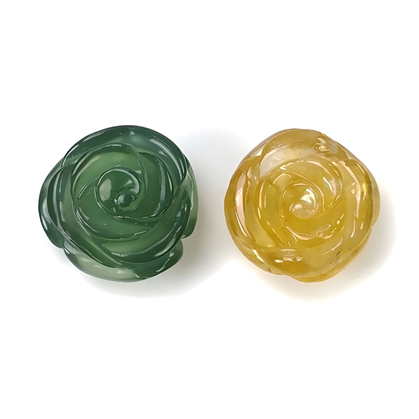 serpentine, citrine flower shape carving