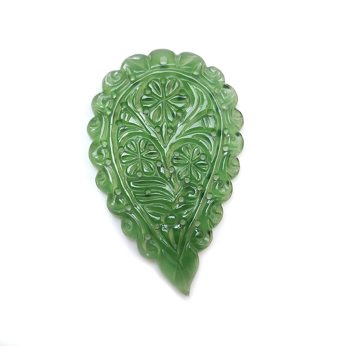 Serpentine Gemstone Leaf Carving