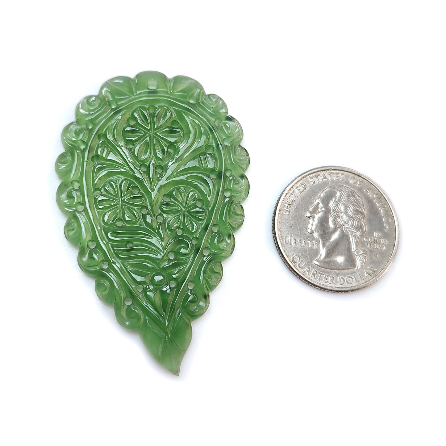 Antigorit-Edelstein-Blattschnitzerei