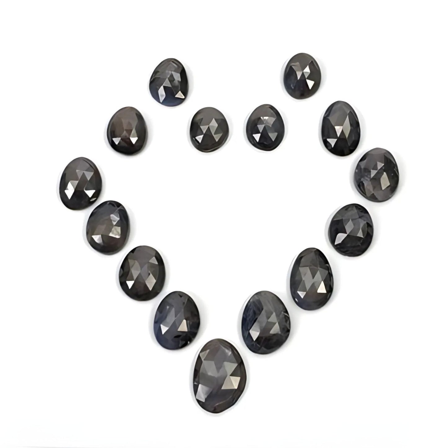 silver sapphire egg shape rose cut