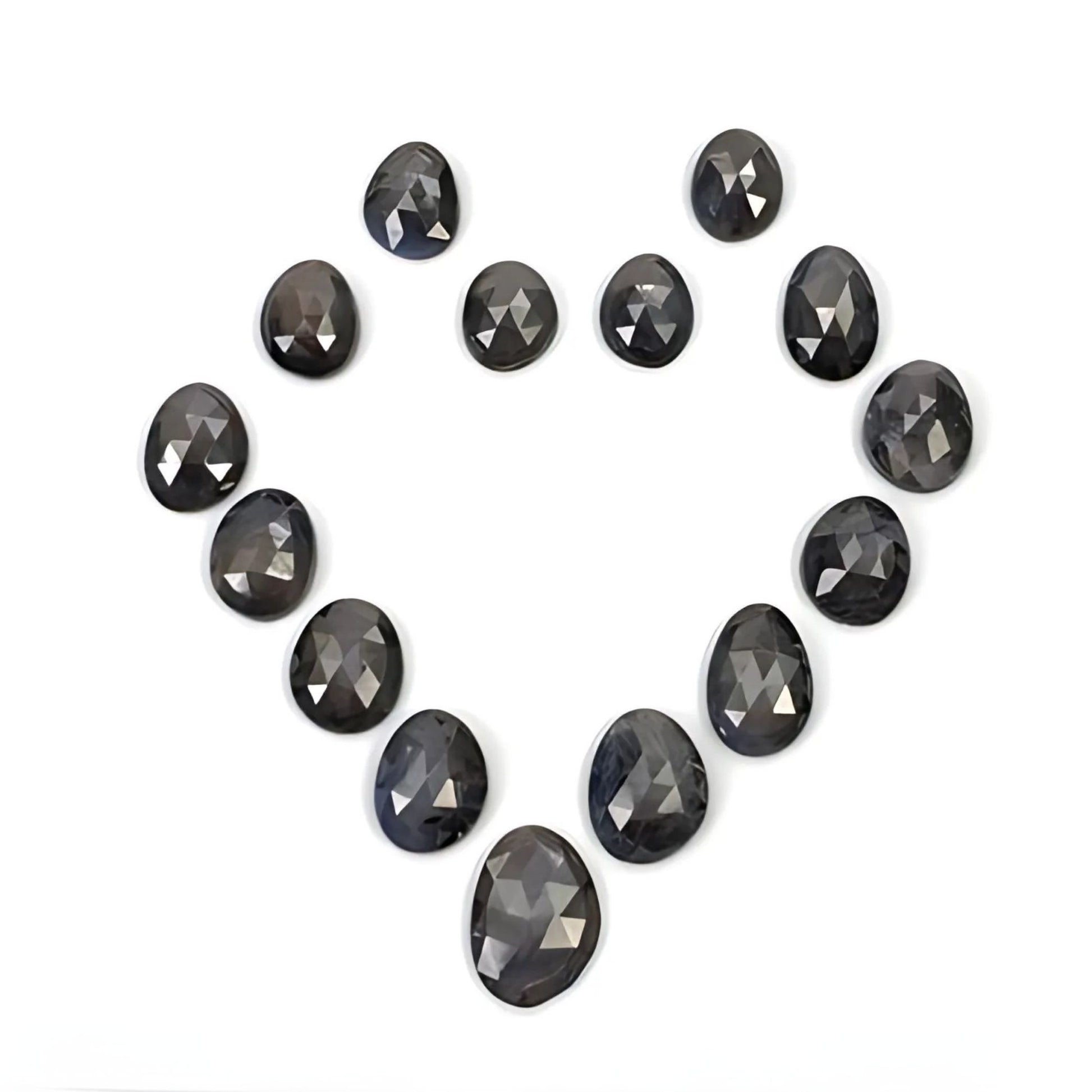 silver sapphire egg shape rose cut