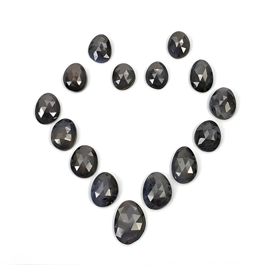 silver sapphire egg shape rose cut