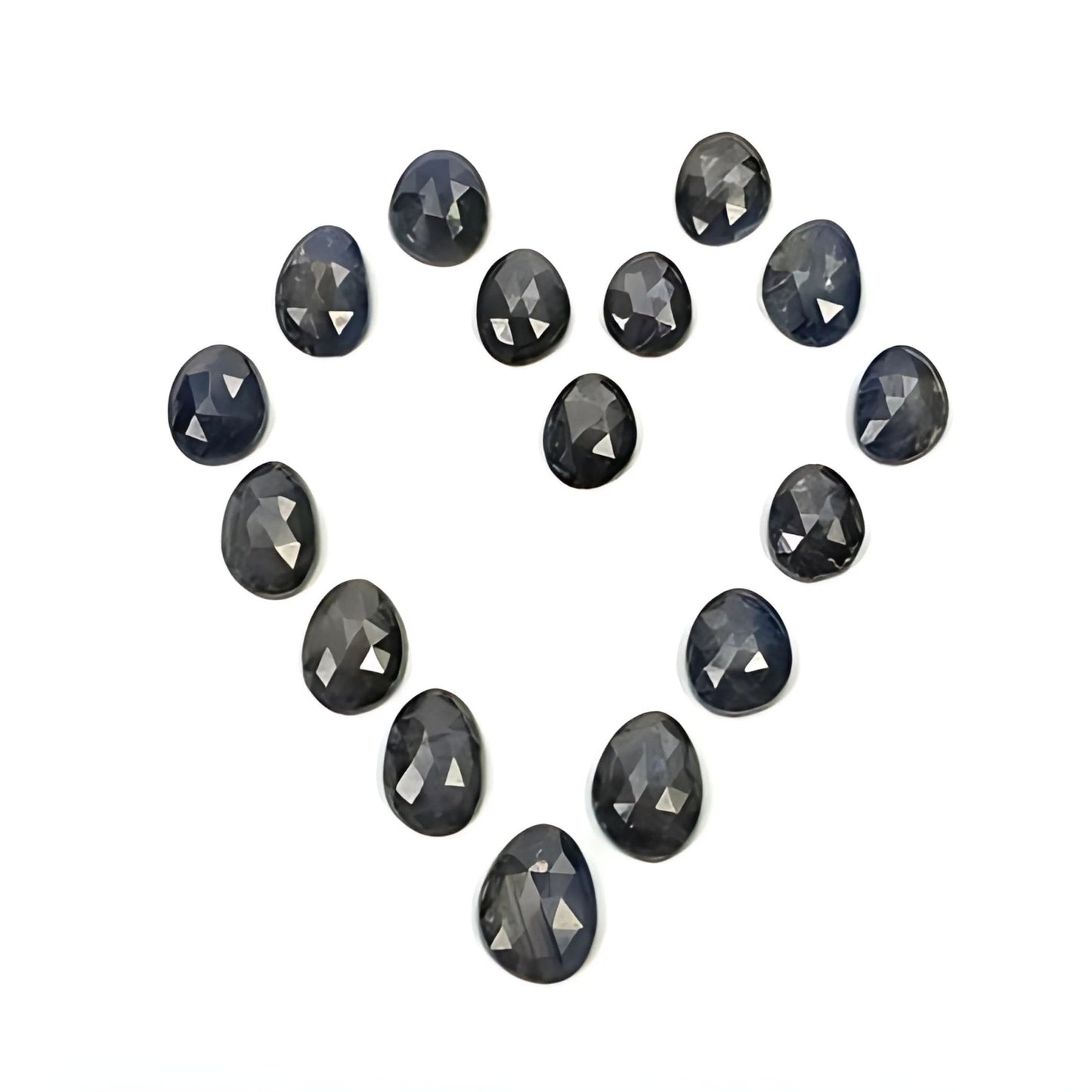 silver sapphire egg shape rose cut