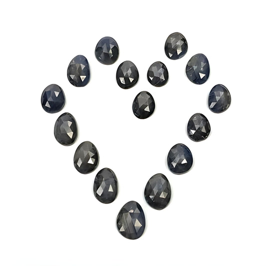 silver sapphire egg shape rose cut