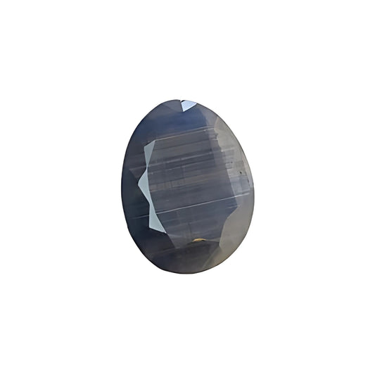 silver sapphire faceted cut egg shape