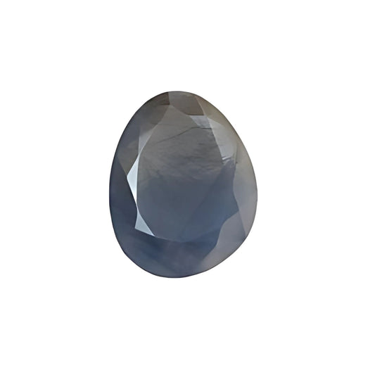 silver sapphire egg shape faceted cut