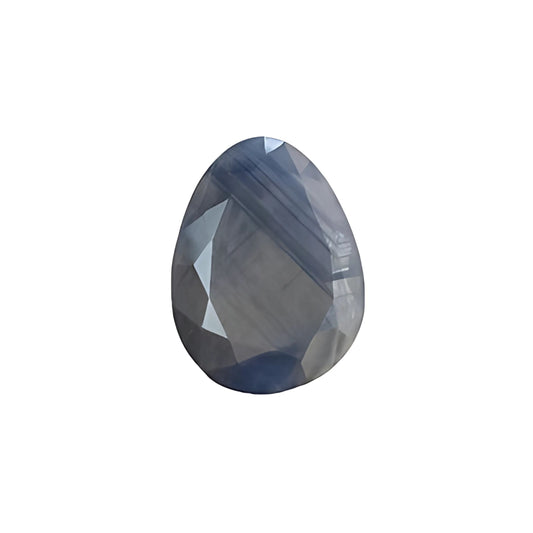 silver sapphire egg shape faceted cut