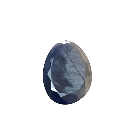silver sapphire faceted cut egg shape