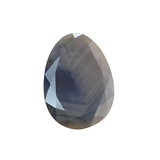 silver sapphire egg shape faceted cut