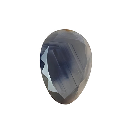 silver sapphire egg shape faceted cut