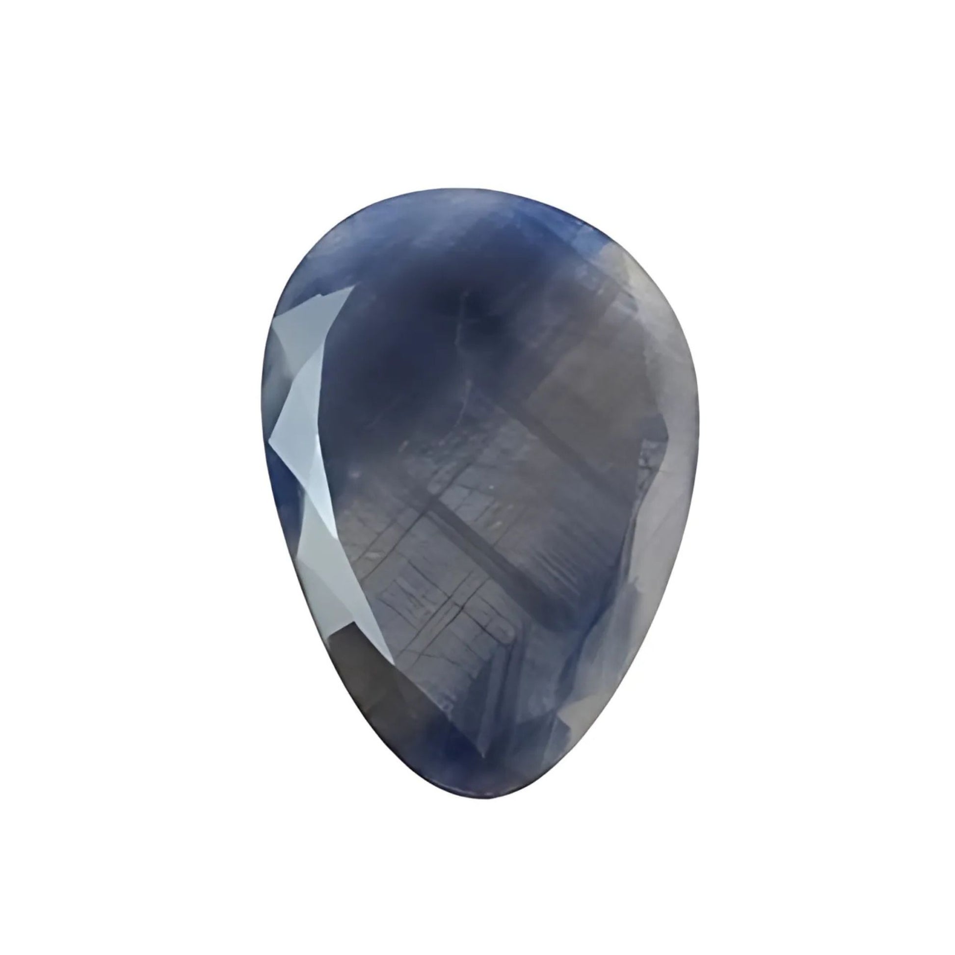 silver sapphire egg shape faceted cut