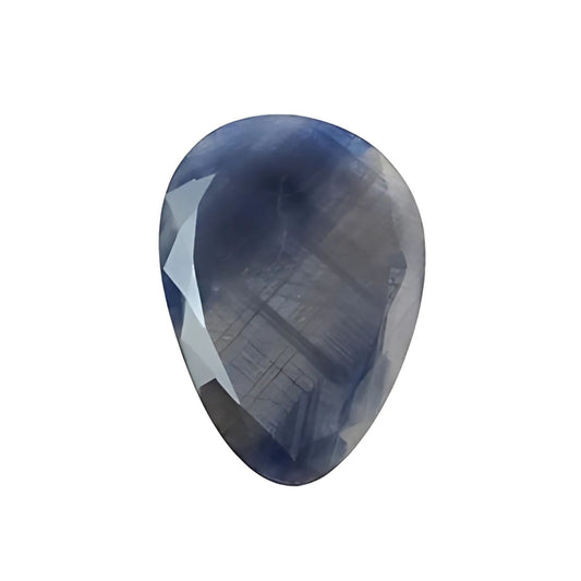 silver sapphire egg shape faceted cut