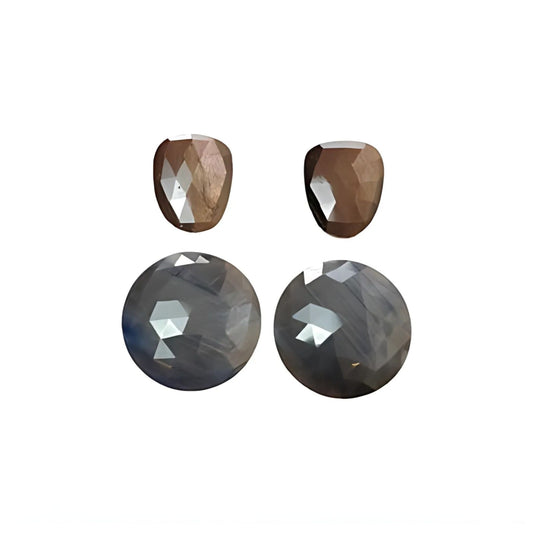 silver sapphire round rose cut