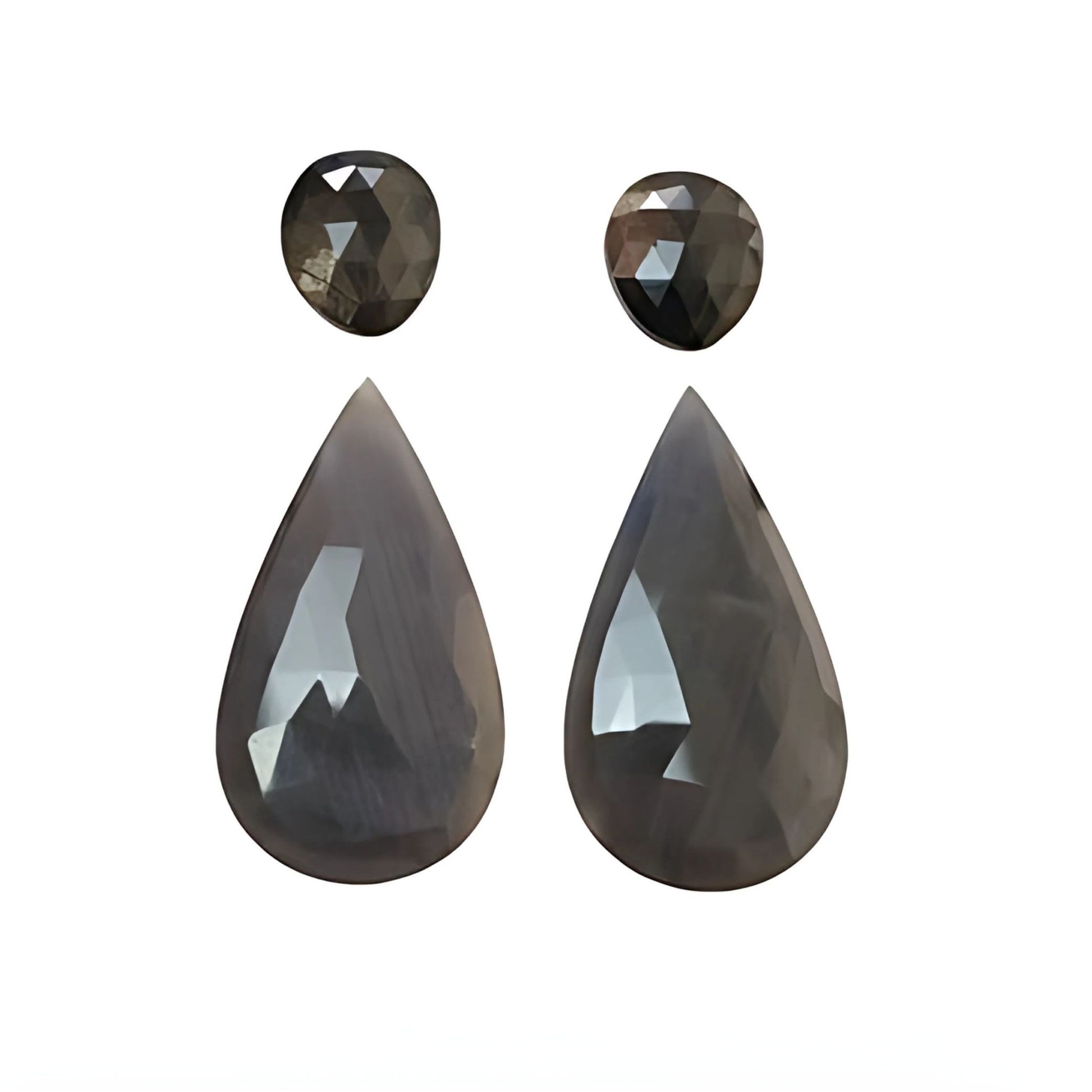 silver sapphire pear rose cut