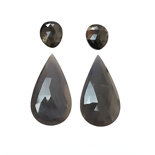 silver sapphire pear rose cut