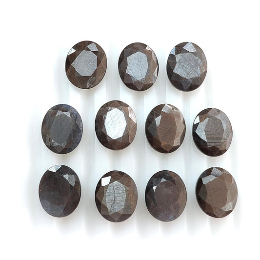 Silver Gray Sapphire Gemstone Faceted Cut: 74.50cts Natural Untreated Unheated Sapphire Oval Shape 12*10mm 11pcs Lot For Jewelry