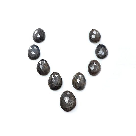 silver sapphire egg shape rose cut