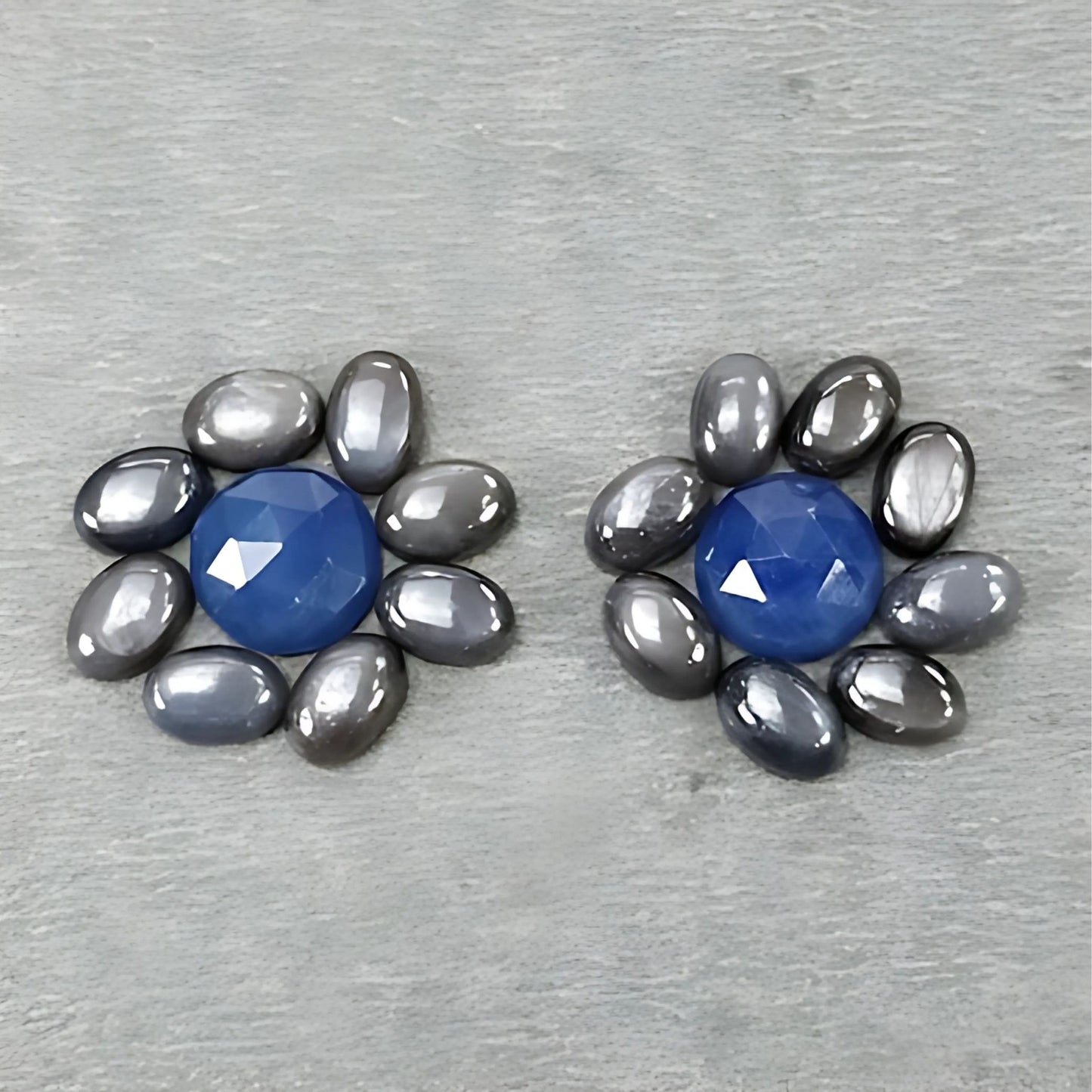 椭圆形银蓝宝石，圆形凸圆形宝石