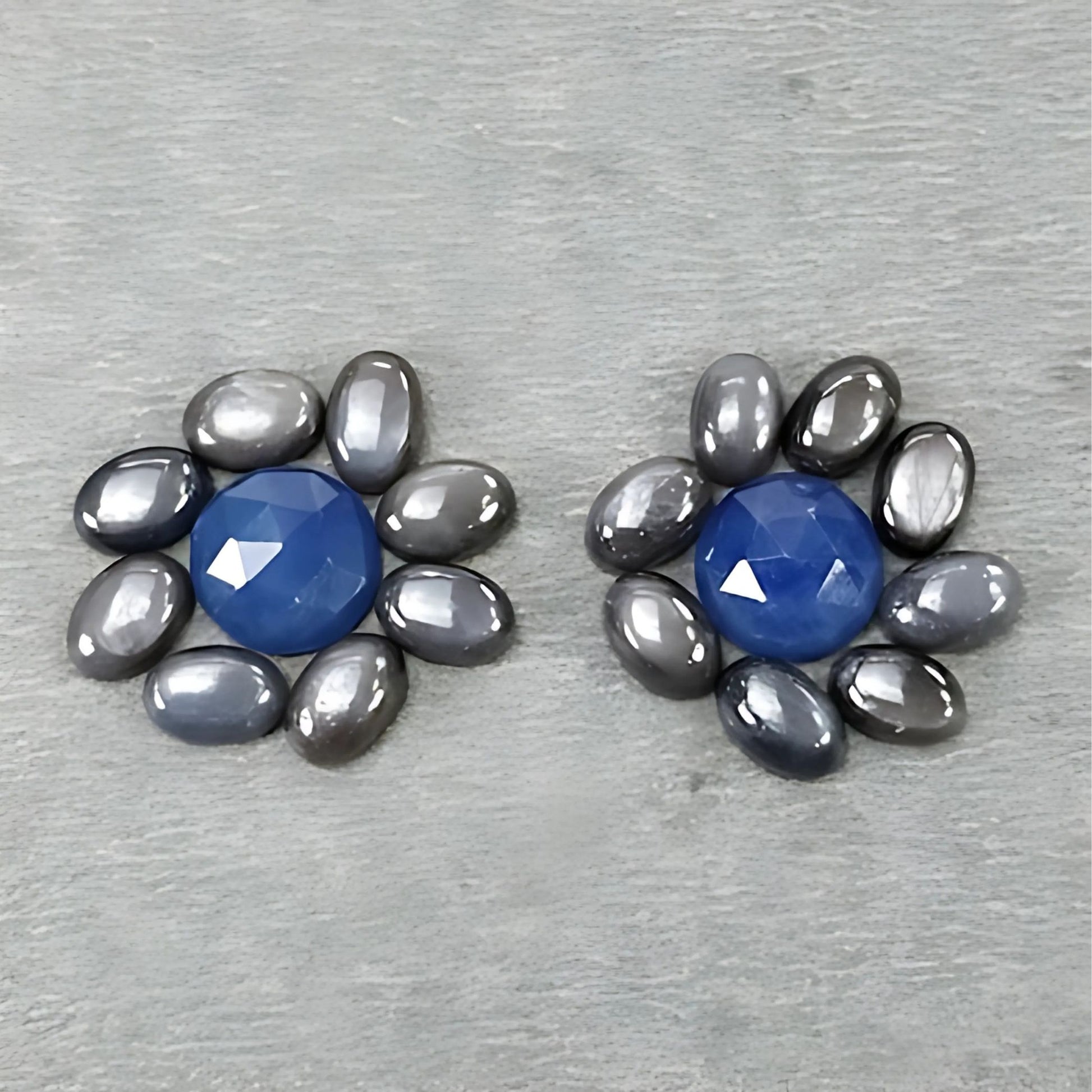 椭圆形银蓝宝石，圆形凸圆形宝石