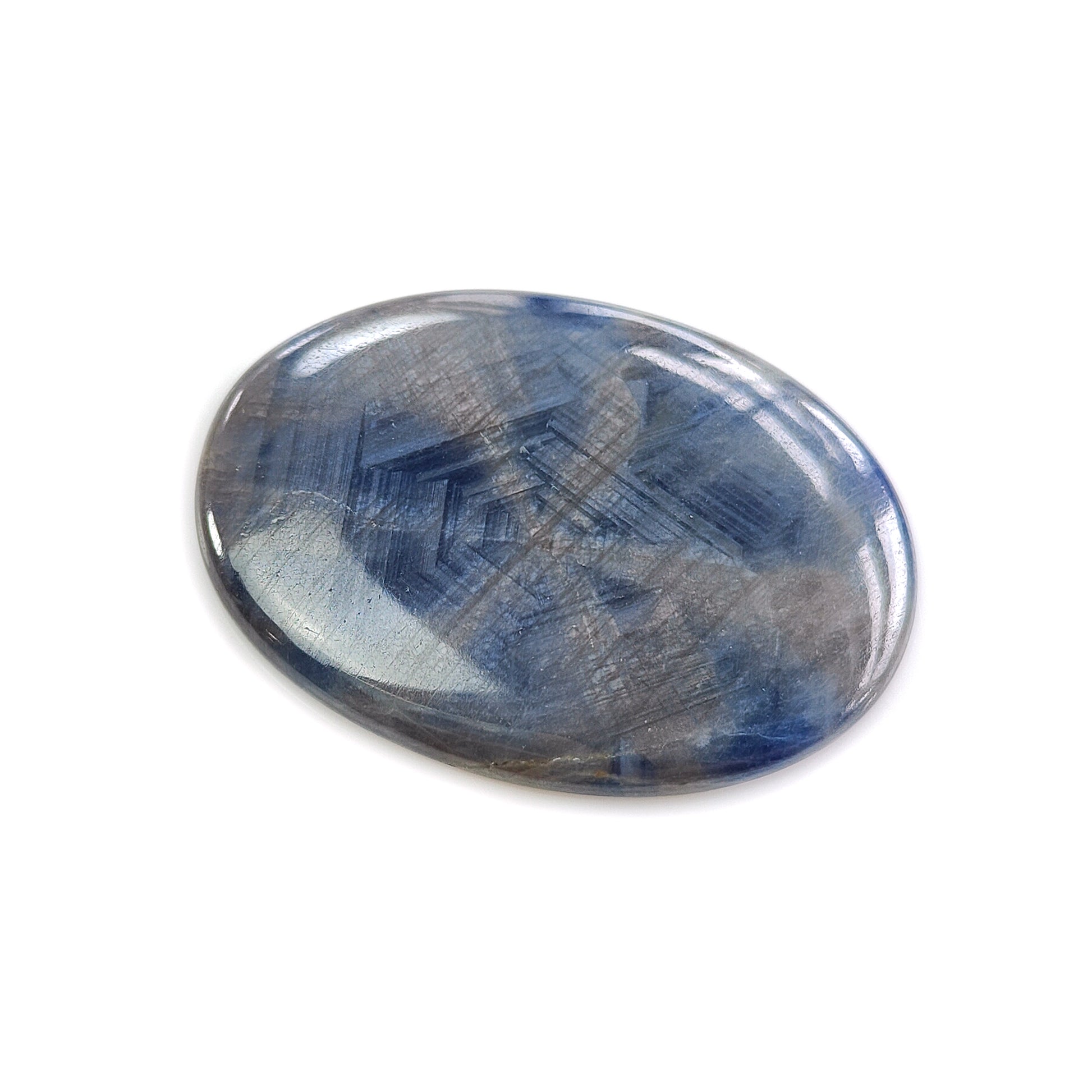 silver gray, blue sapphire cabochon gemstone
