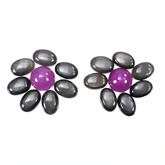 silver sapphire oval, round cabochon