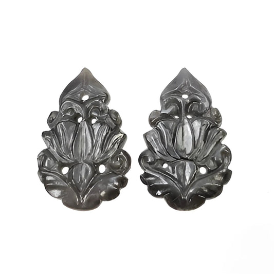 silver sapphire pear shape carving