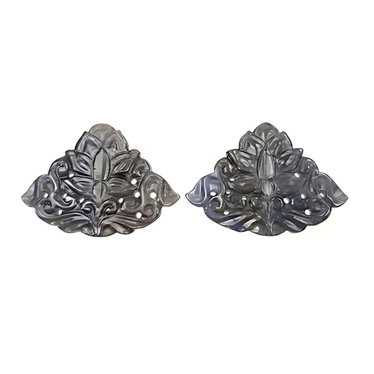 silver sapphire triangle carving