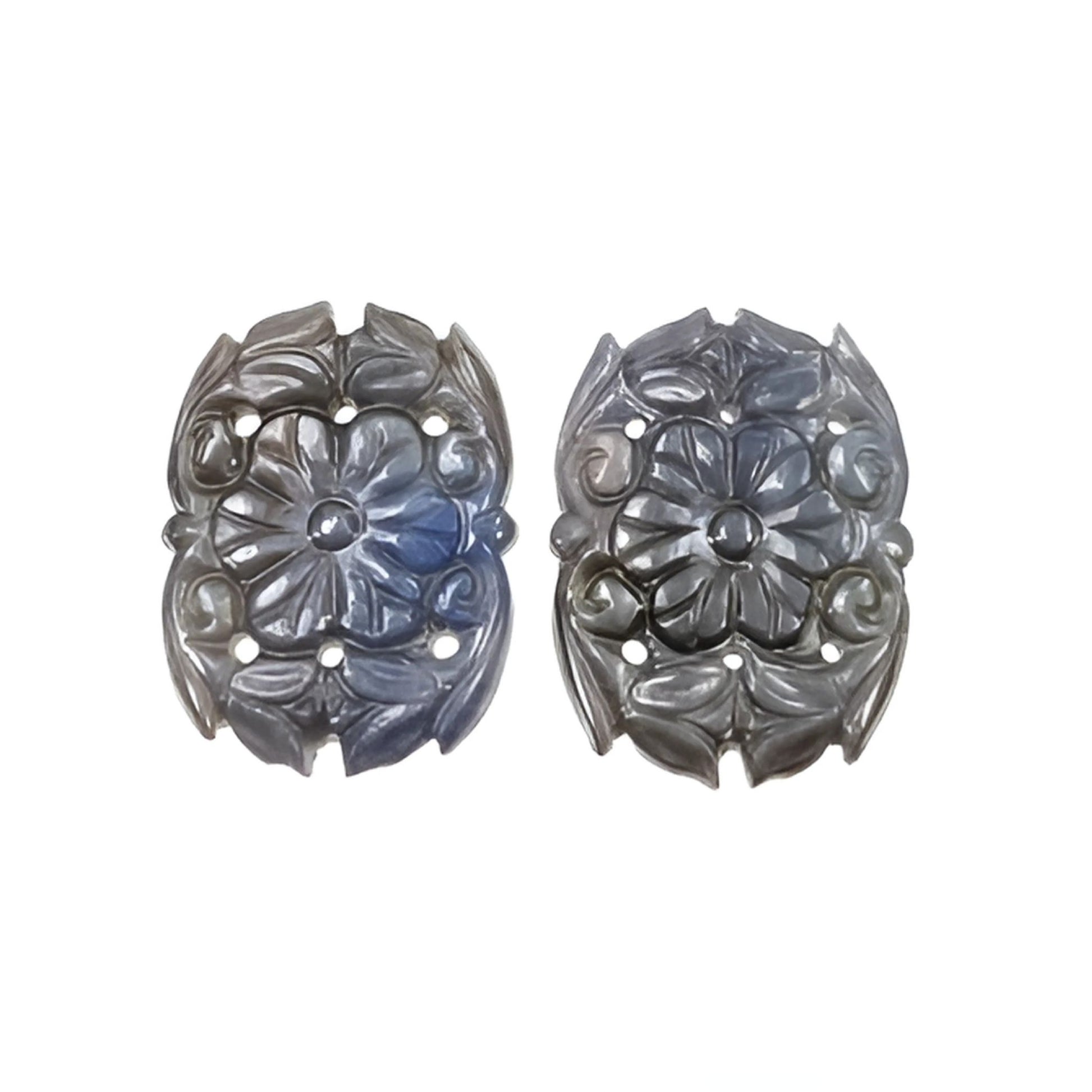 silver sapphire baguette carving