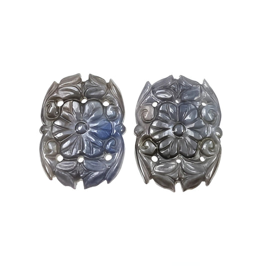 silver sapphire baguette carving