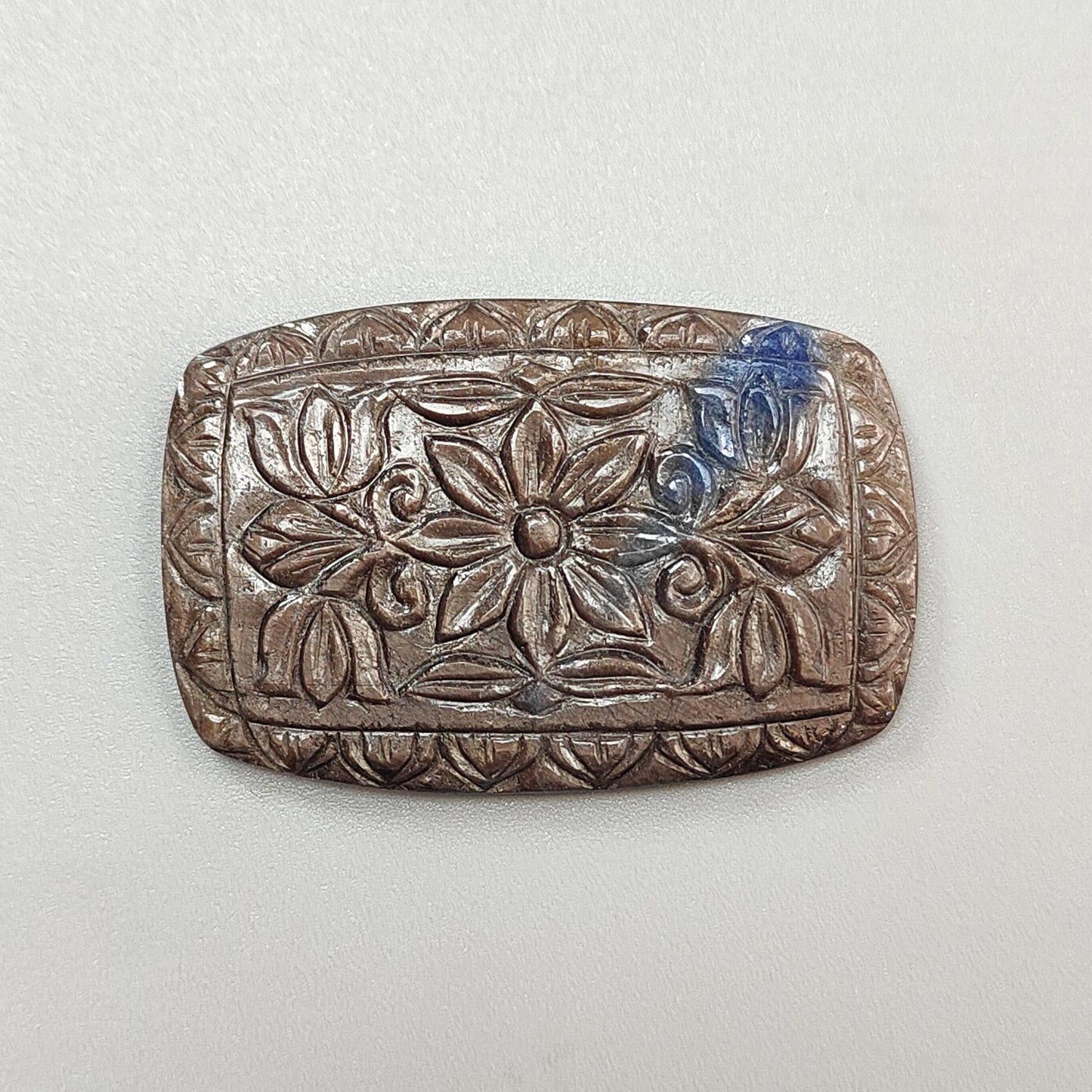 Silver Gray Sapphire Gemstone Carving: 91.10cts Natural Untreated Sapphire Hand Carved Cushion Shape 47*31mm 1pc for Jewelry