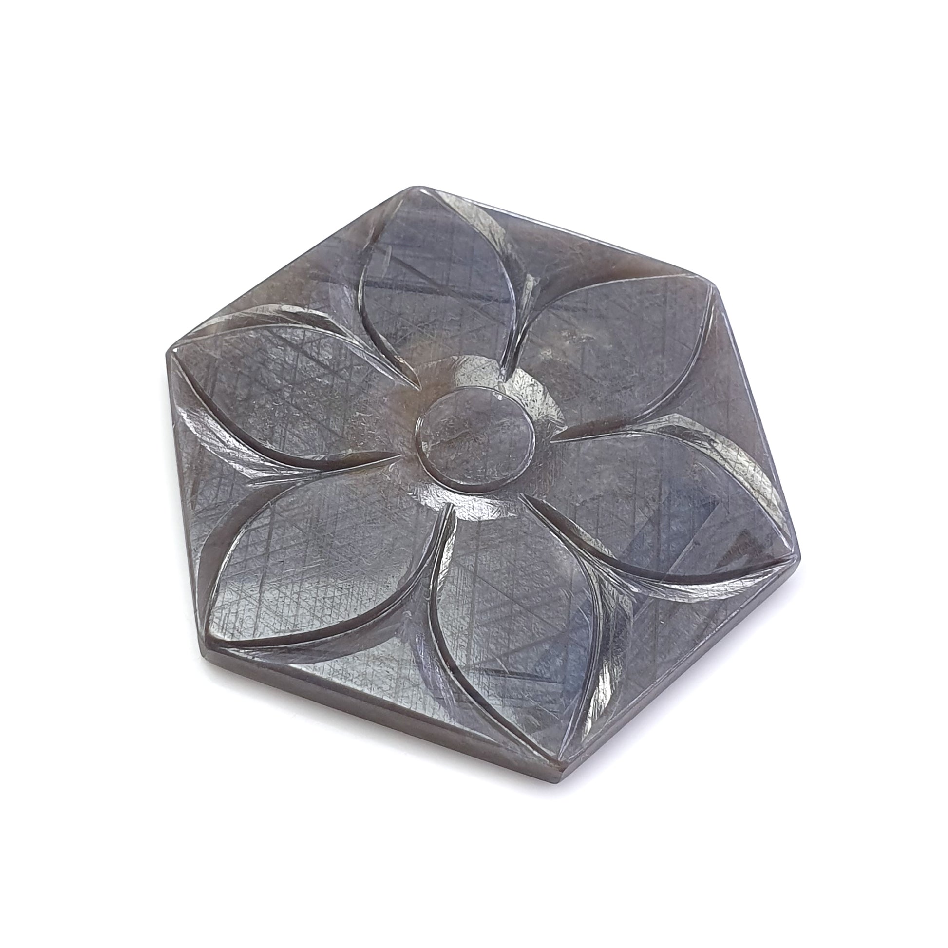 silver sapphire carving flower gemstone