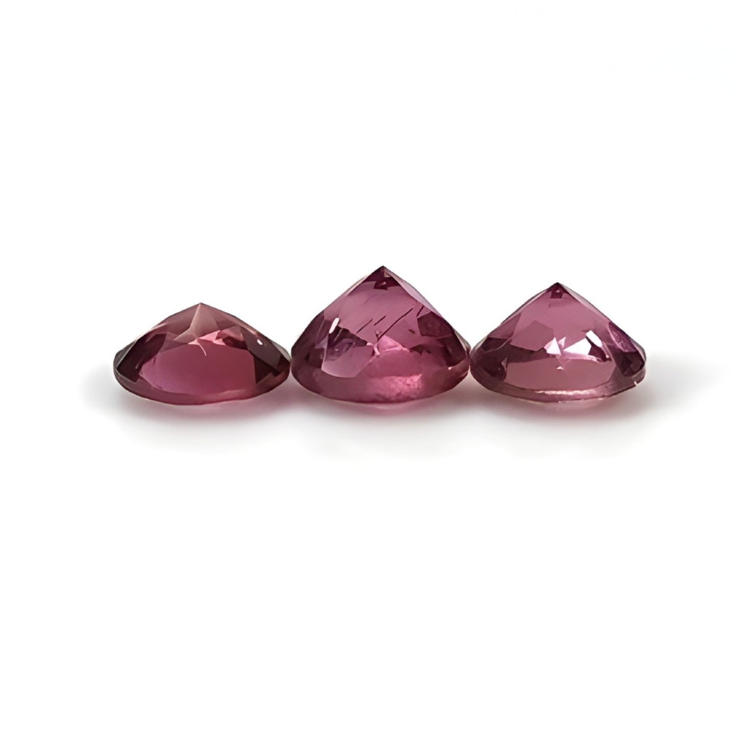 2.40cts Rubellite Tourmaline Natural Untreated Gemstone Faceted Cut Round Shape 3pcs