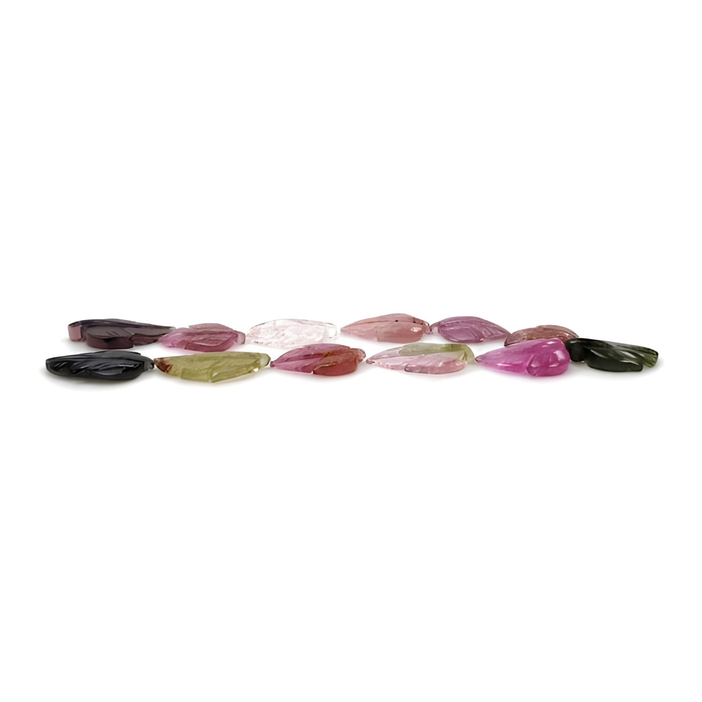 26.00cts Watermelon Tourmaline Natural Untreated Carving Gemstone Leaf Shape 12pcs
