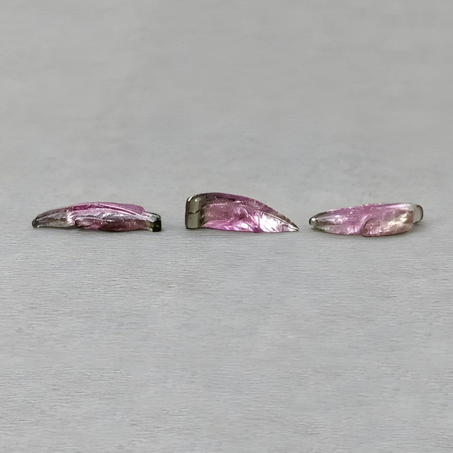 5.00cts Watermelon Tourmaline Bi-Color Natural Carving Gemstone Leaf Shape 3pcs