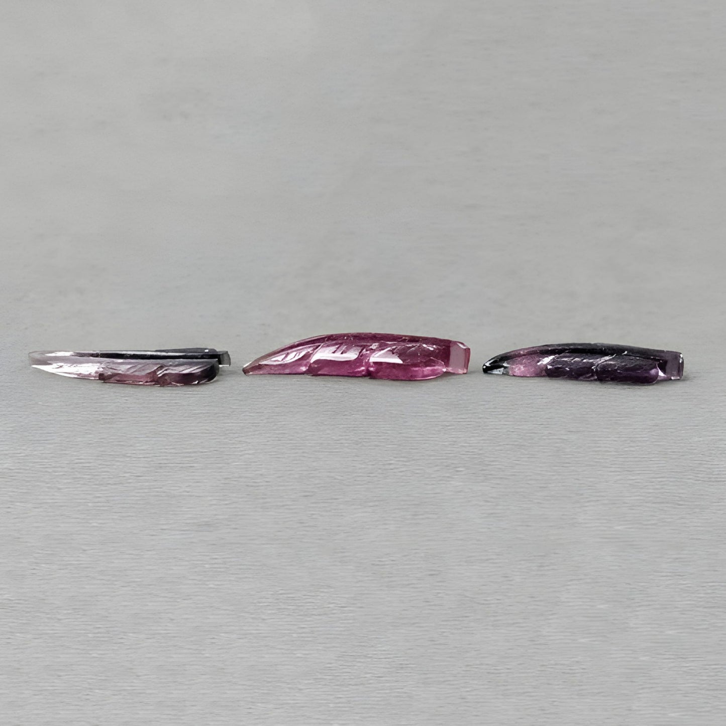 11.35cts Watermelon Tourmaline Bi-Color Natural Carving Gemstone Leaf Shape 3pcs