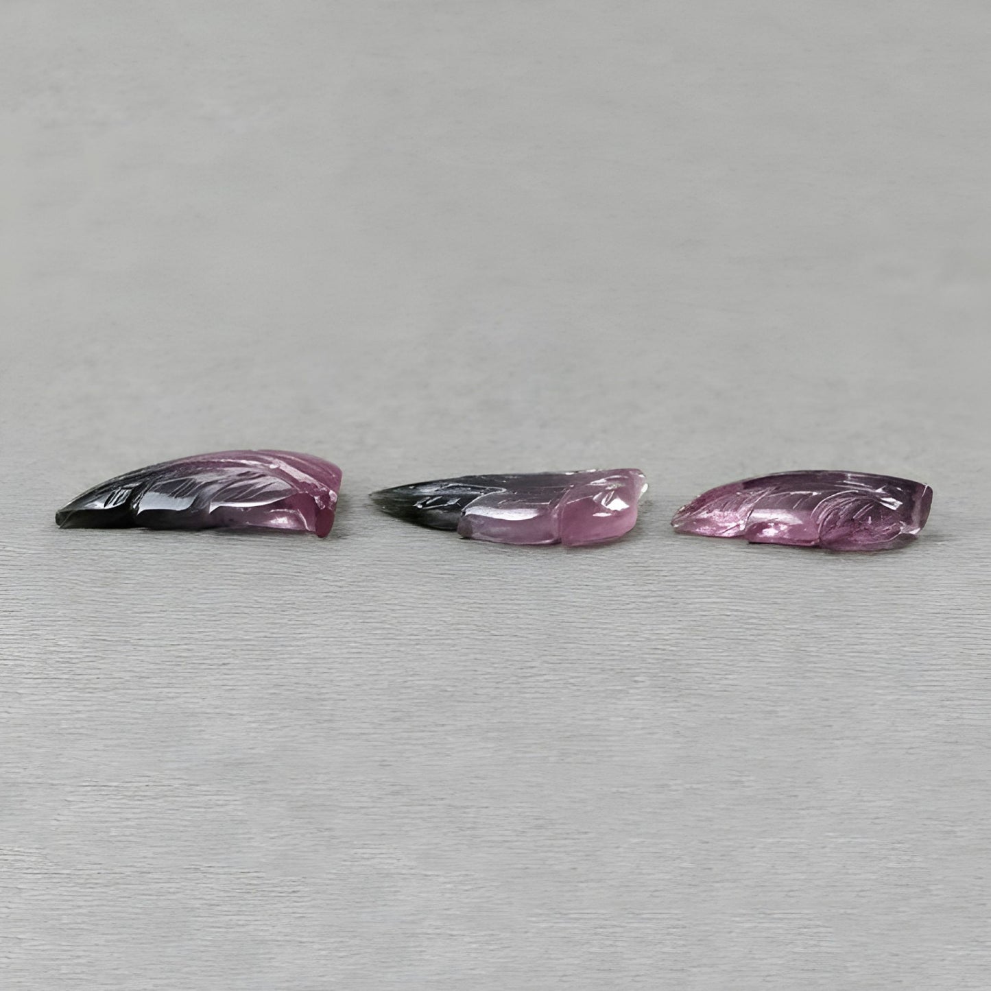 14.10cts Watermelon Tourmaline Bi-Color Natural Carving Gemstone Leaf Shape 3pcs