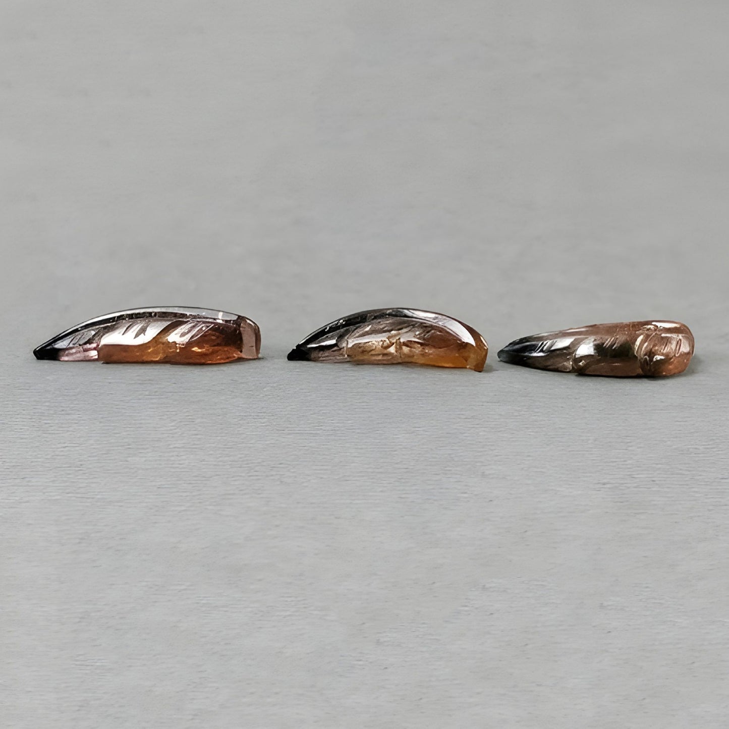 16.40cts Watermelon Tourmaline Bi-Color Natural Untreated Carving Gemstone Leaf 3pcs