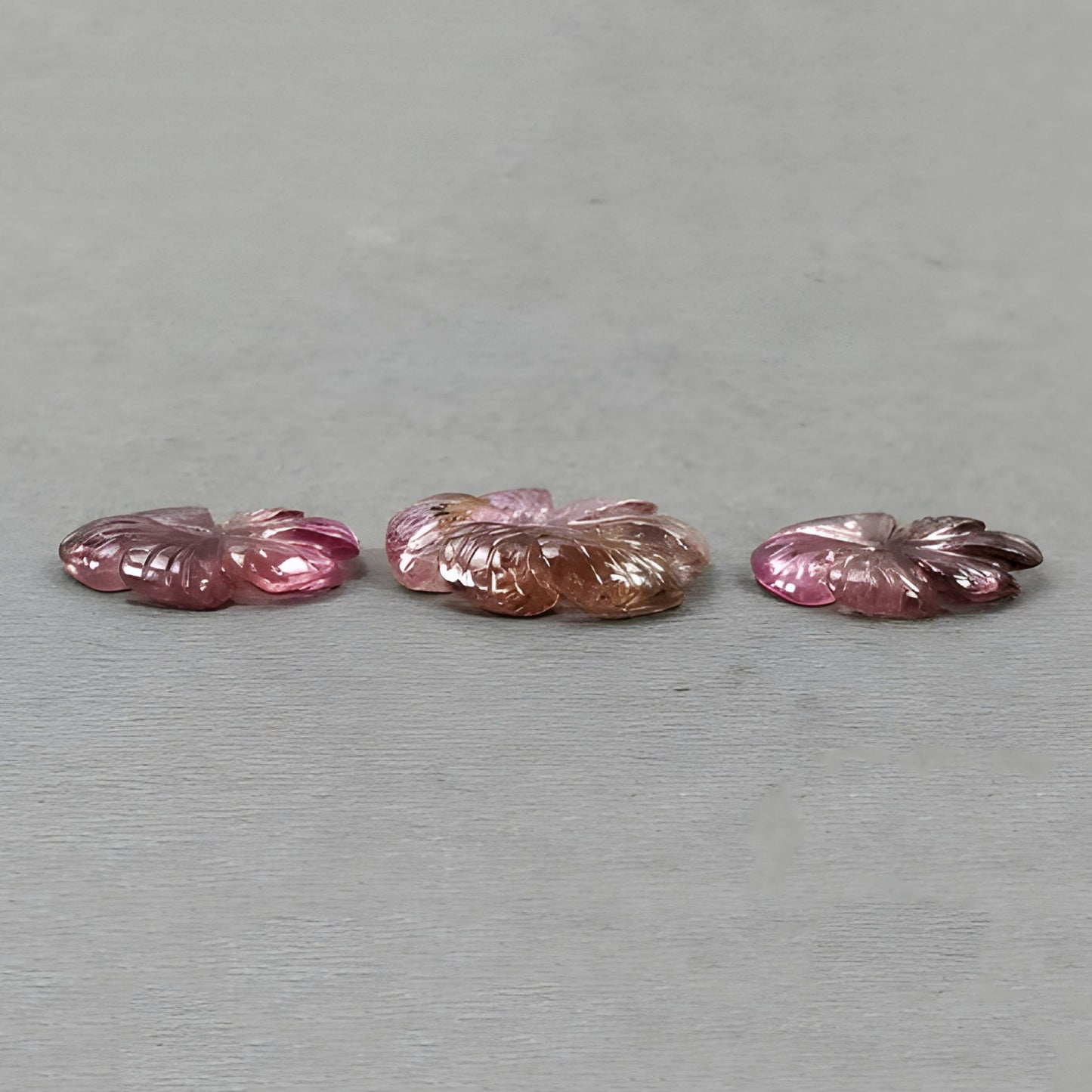 16.90cts Tourmaline Natural Untreated Carving Gemstone Flower Shape 3pcs