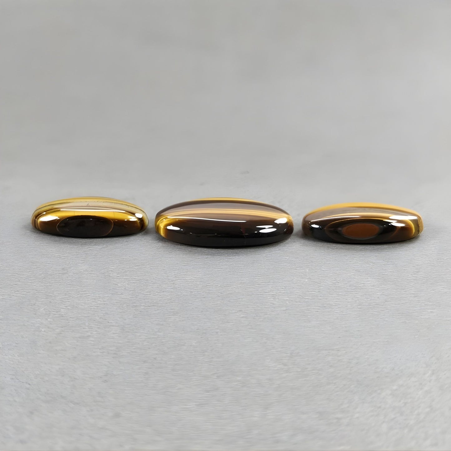 48.65cts Tiger's Eye Gemstone Cabochon Natural Untreated Oval Shape 3pcs