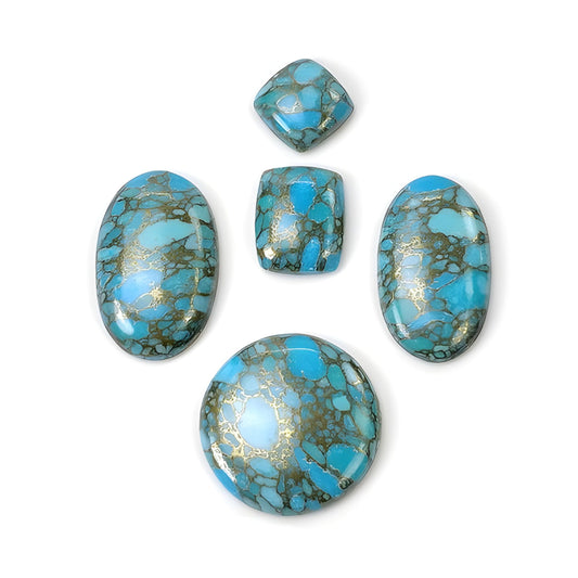 copper turquoise oval shape cabochon