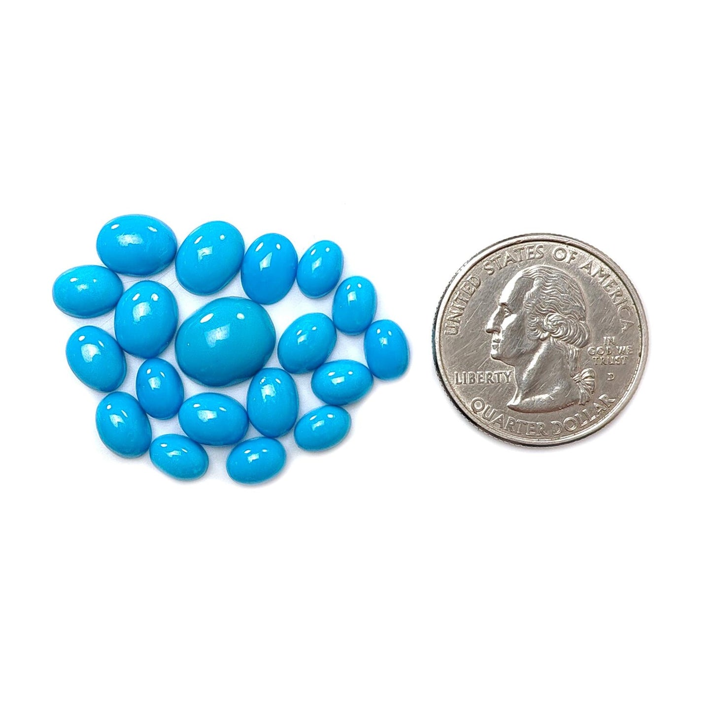 Blue Turquoise Gemstone Cabochon: 26.30cts Natural Sleeping Beauty Arizona Turquoise Oval Shape 7*5mm - 12*10mm 19pc Lot December Birthstone