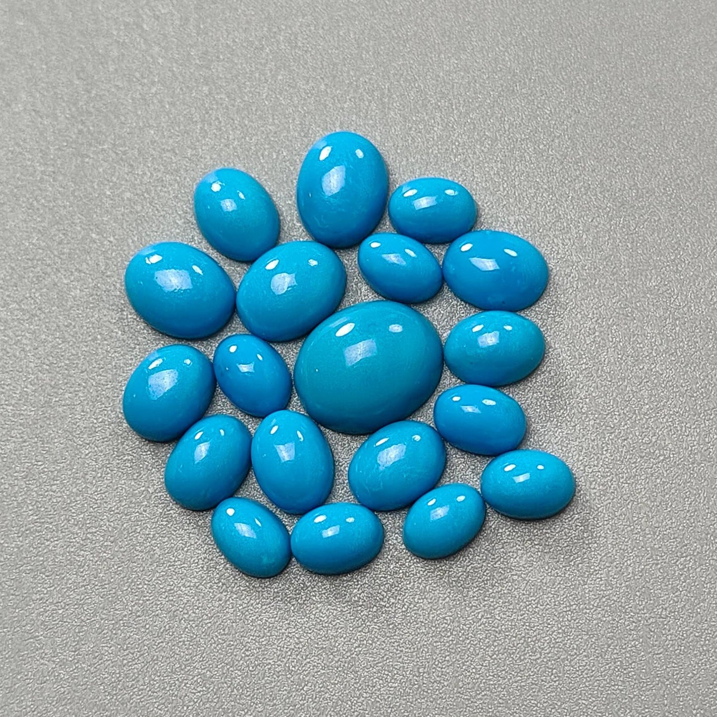 Blue Turquoise Gemstone Cabochon: 26.30cts Natural Sleeping Beauty Arizona Turquoise Oval Shape 7*5mm - 12*10mm 19pc Lot December Birthstone