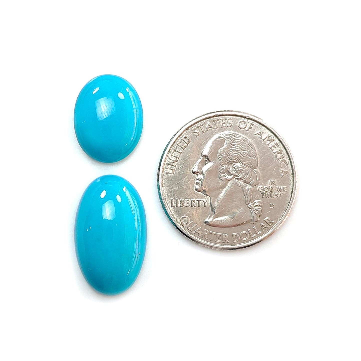 Blue Turquoise Gemstone Cabochon: Natural Untreated Sleeping Beauty Turquoise Oval, Round Shape 2pcs Set December Birthstone