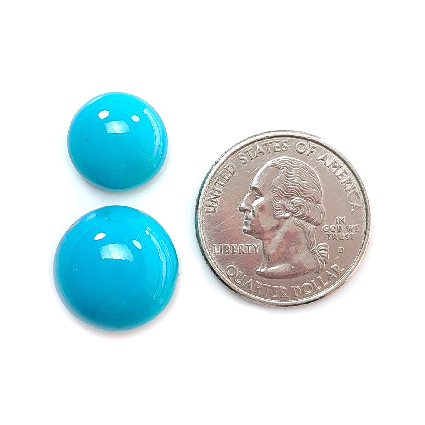 Blue Turquoise Gemstone Cabochon: Natural Untreated Sleeping Beauty Turquoise Oval, Round Shape 2pcs Set December Birthstone