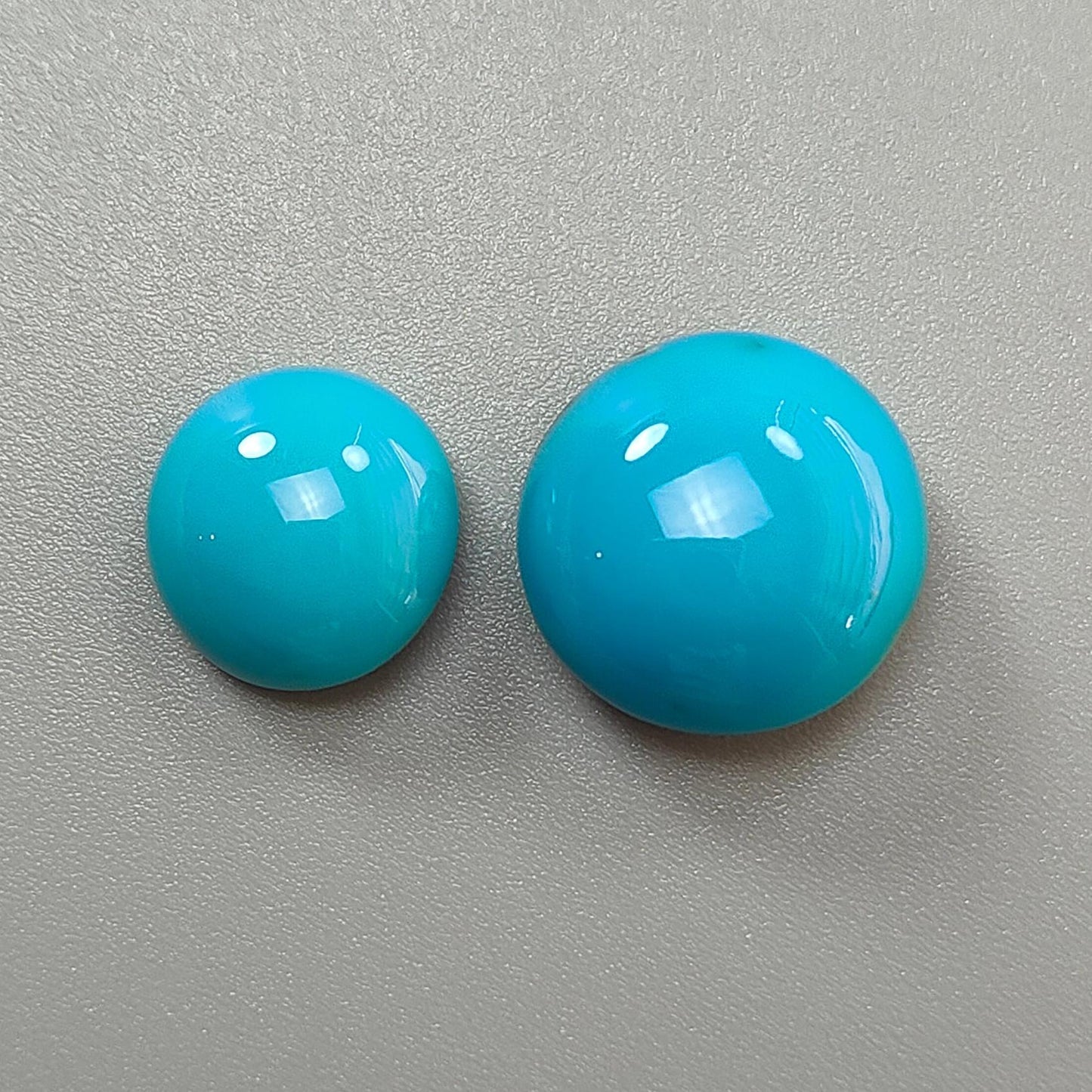 Blue Turquoise Gemstone Cabochon: Natural Untreated Sleeping Beauty Turquoise Oval, Round Shape 2pcs Set December Birthstone