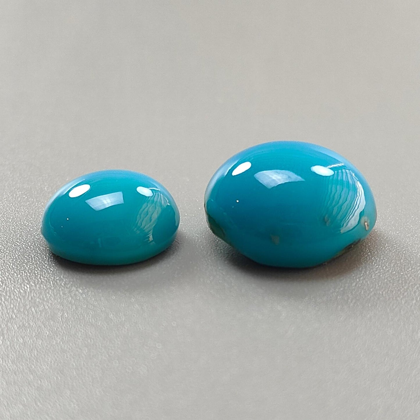 Blue Turquoise Gemstone Cabochon: Natural Untreated Sleeping Beauty Turquoise Oval, Round Shape 2pcs Set December Birthstone